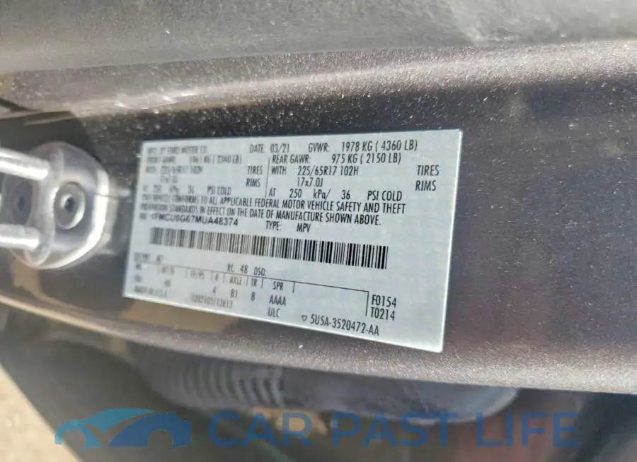 1FMCU0G67MUA48374# 13