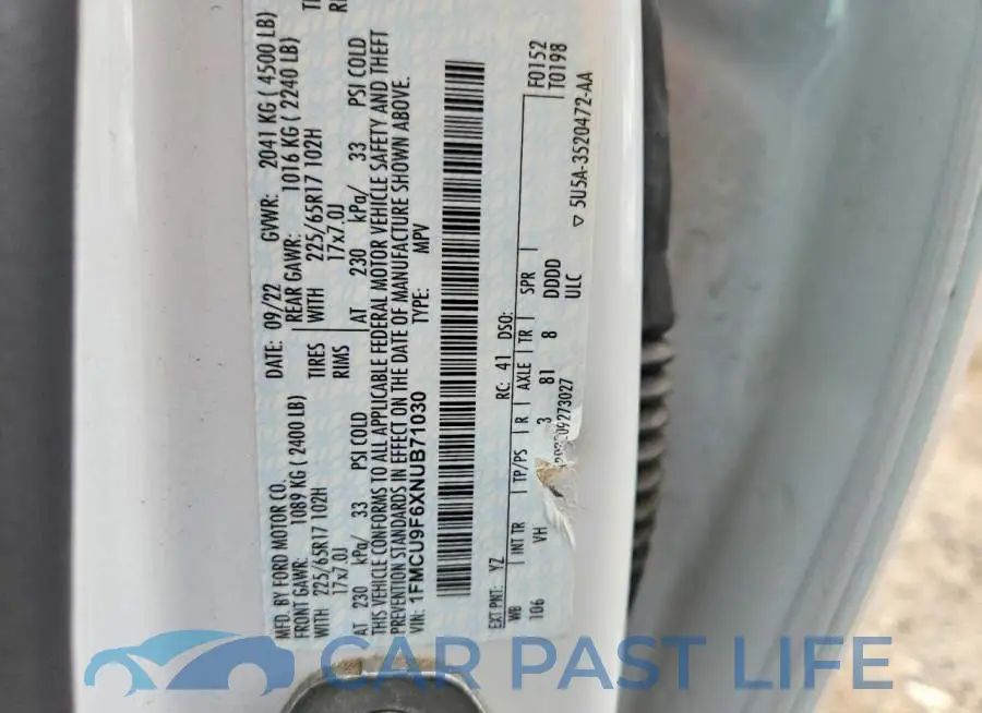 1FMCU9F6XNUB71030# 12
