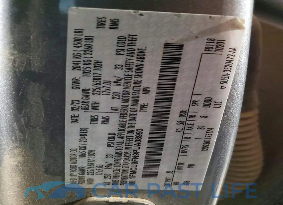1FMCU9FN9PUA08993# 13