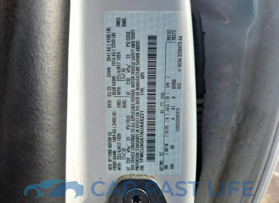 1FMCU9G61NUA66231# 13