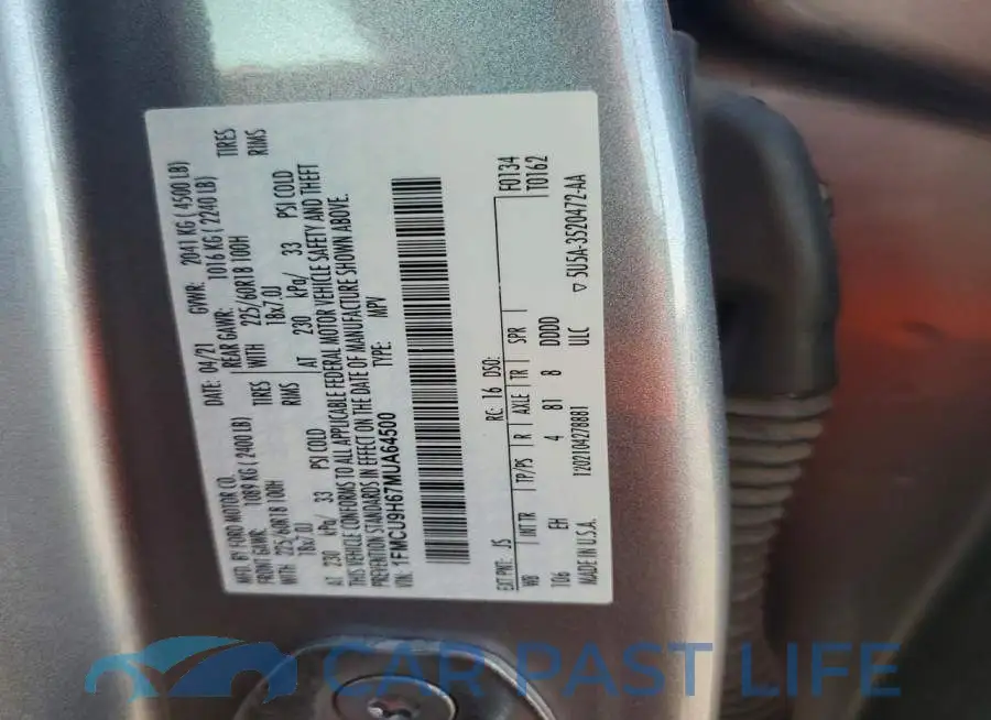1FMCU9H67MUA64500# 13