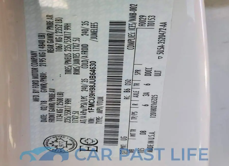1FMCU9H98JUB64630# 13