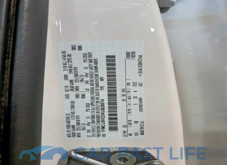 1FMCU9HD3KUB28074# 12