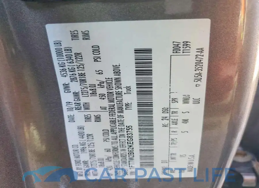 1FT7W2B62KEG83755# 12