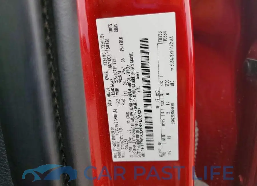 1FTFW1CD9NFB76627# 12