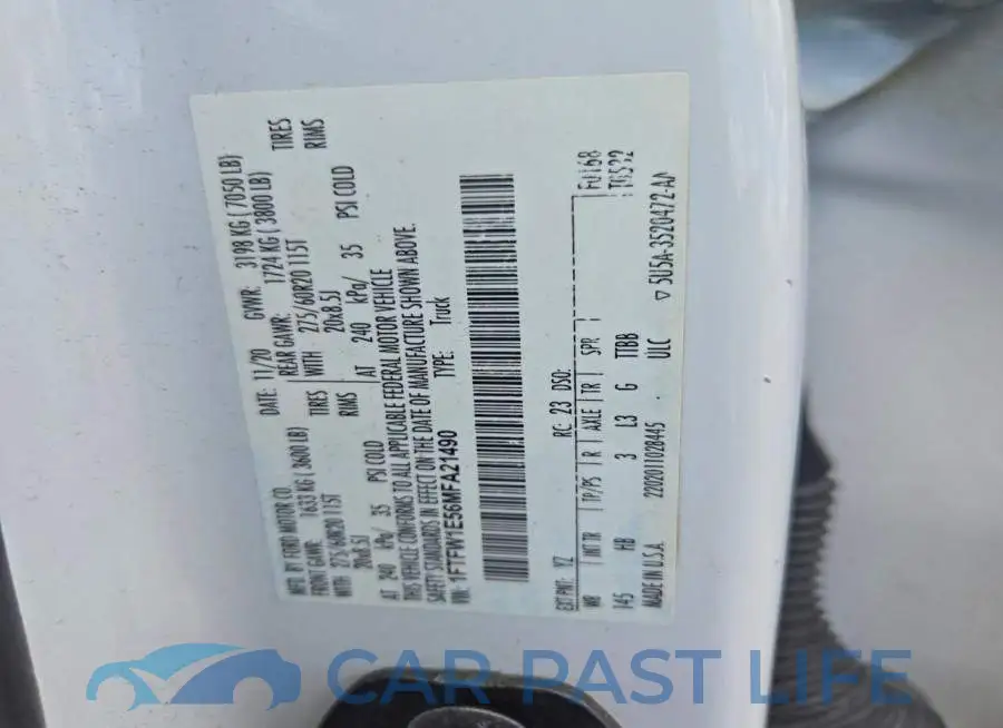 1FTFW1E56MFA21490# 12
