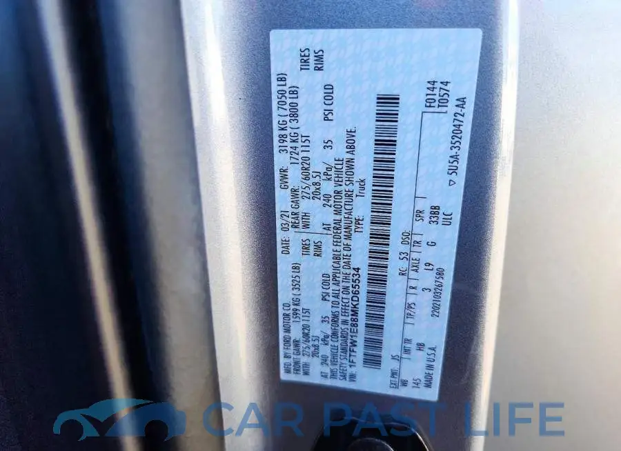 1FTFW1E88MKD65534# 13