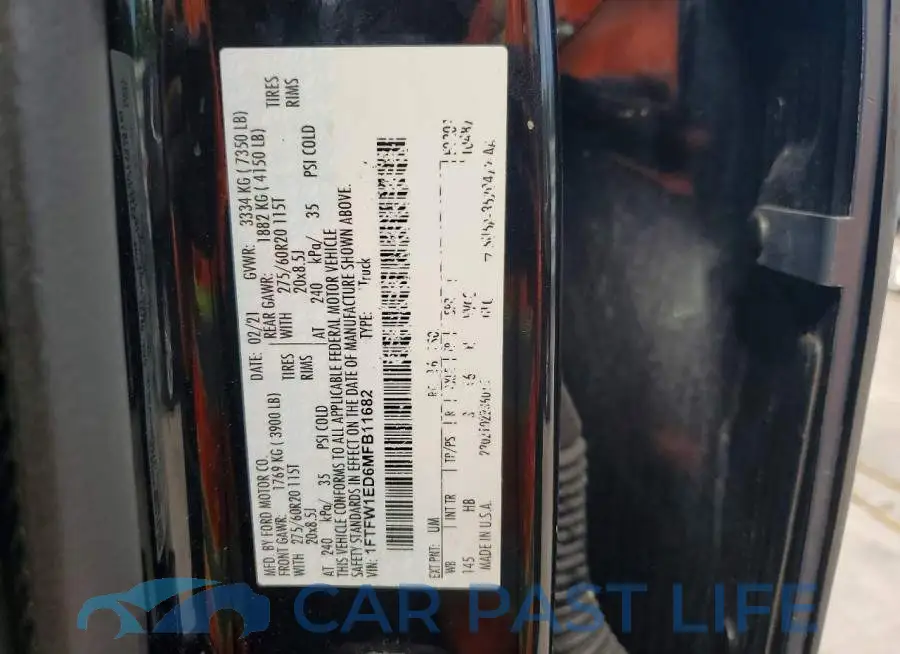1FTFW1ED6MFB11682# 12