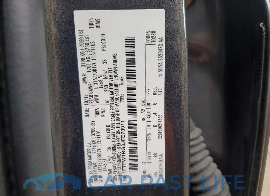 1FTFW1RG3JFE70911# 12
