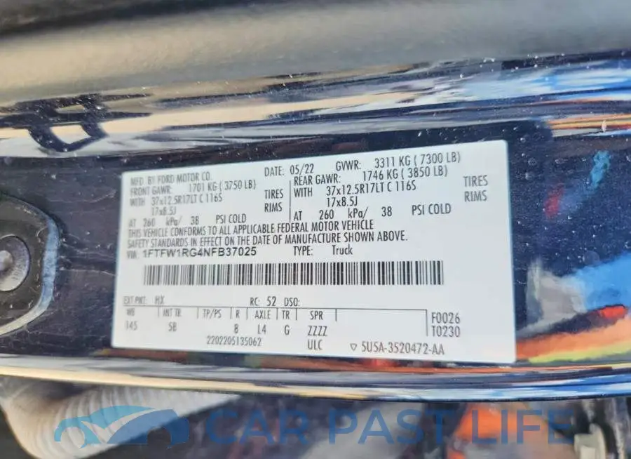1FTFW1RG4NFB37025# 12