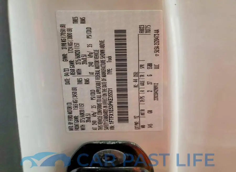 1FTFX1E53PKE35531# 12