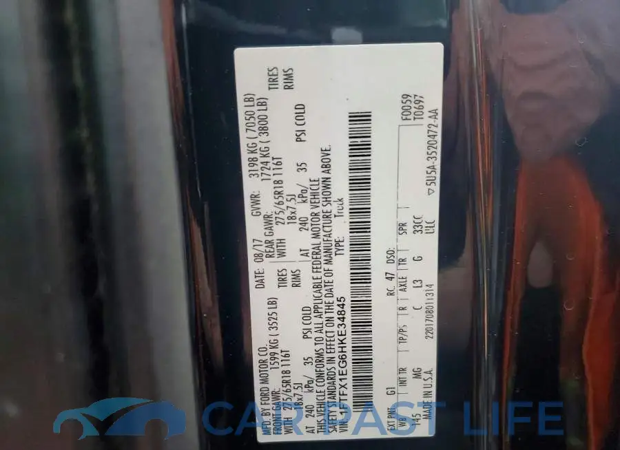1FTFX1EG6HKE34845# 12