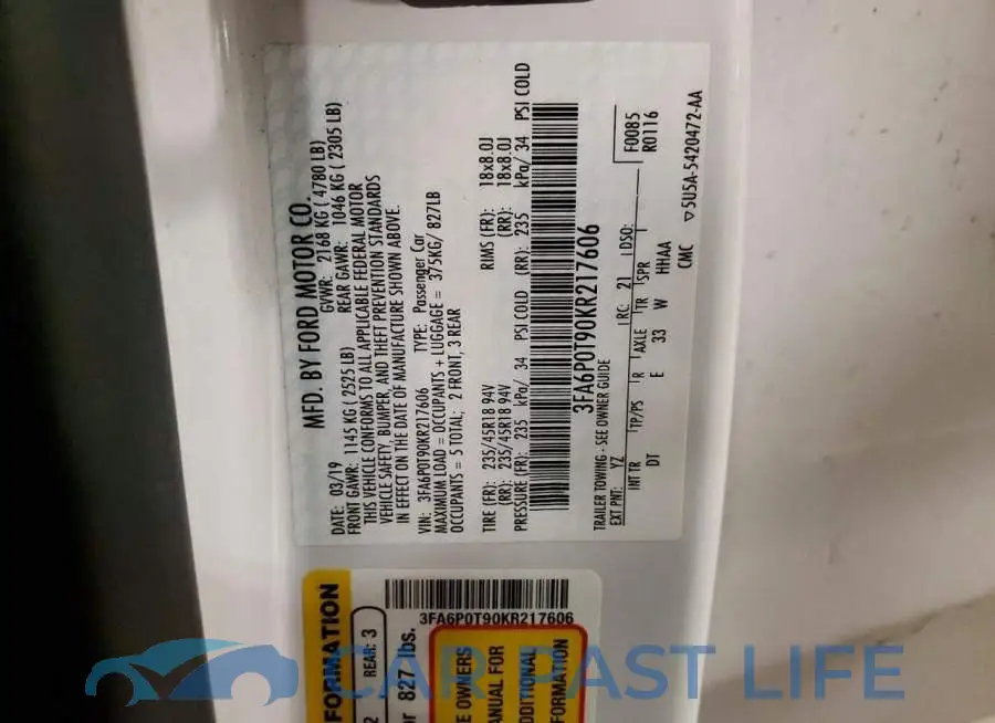 3FA6P0T90KR217606# 12