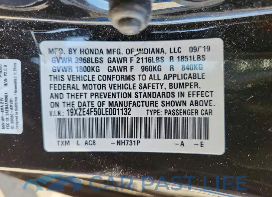 19XZE4F50LE001132# 12