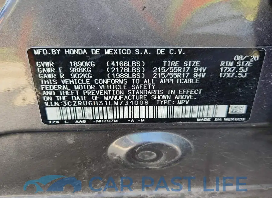3CZRU6H31LM734008# 14