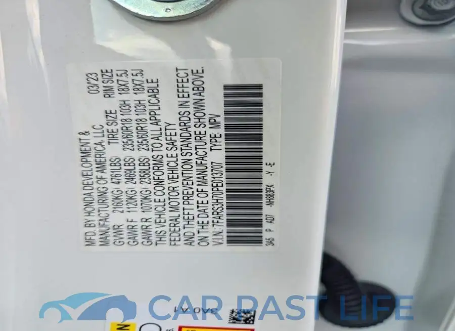 7FARS3H70PE013707# 12