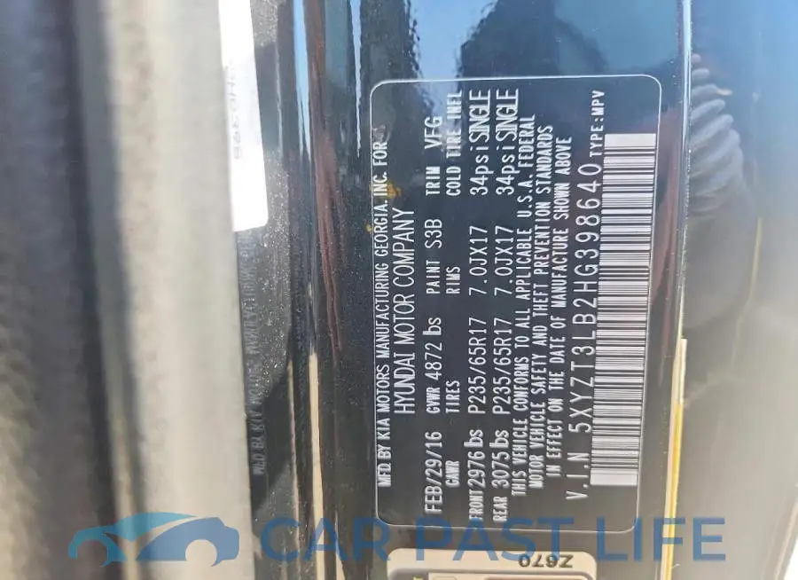 5XYZT3LB2HG398640# 12