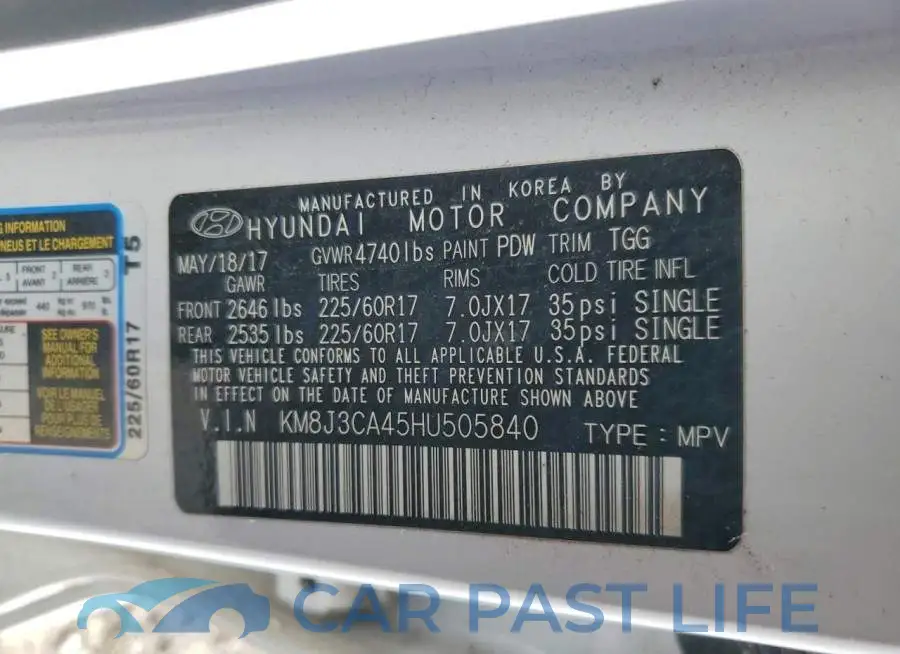 KM8J3CA45HU505840# 13