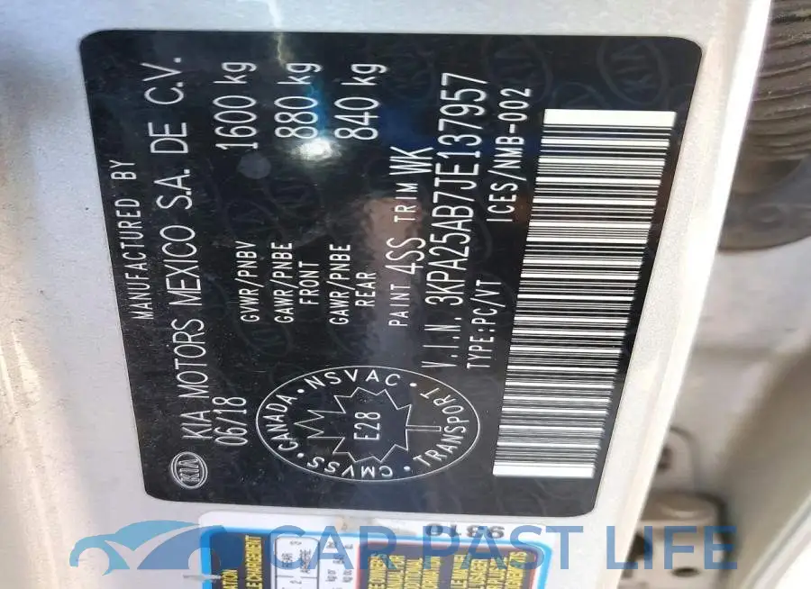 3KPA25AB7JE137957# 12