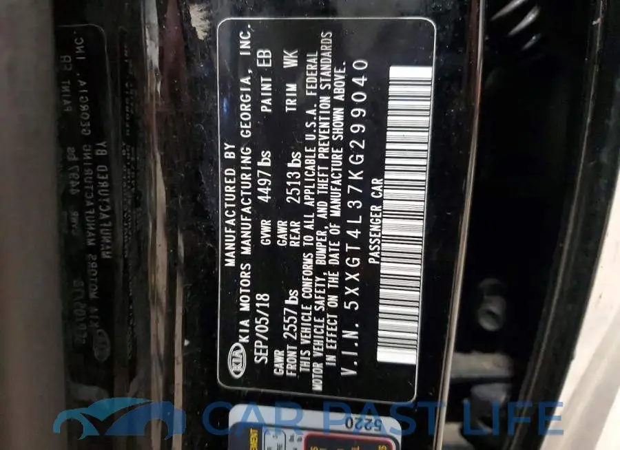 5XXGT4L37KG299040# 12