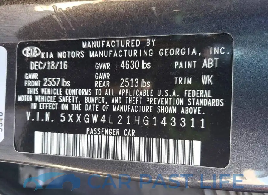 5XXGW4L21HG143311# 12