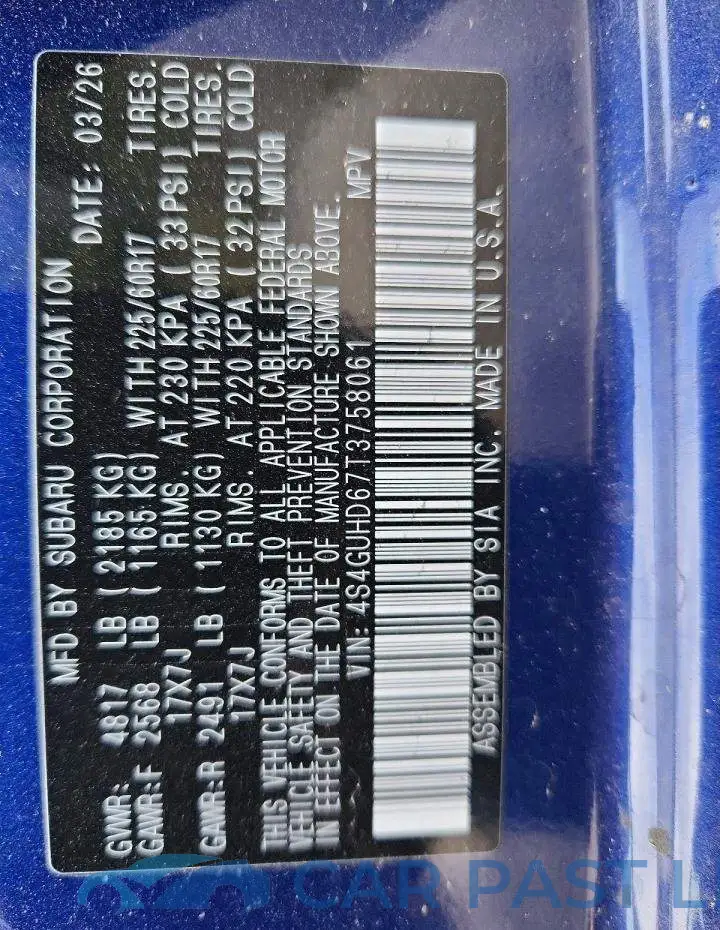 4S4GUHD67T3758061# 14