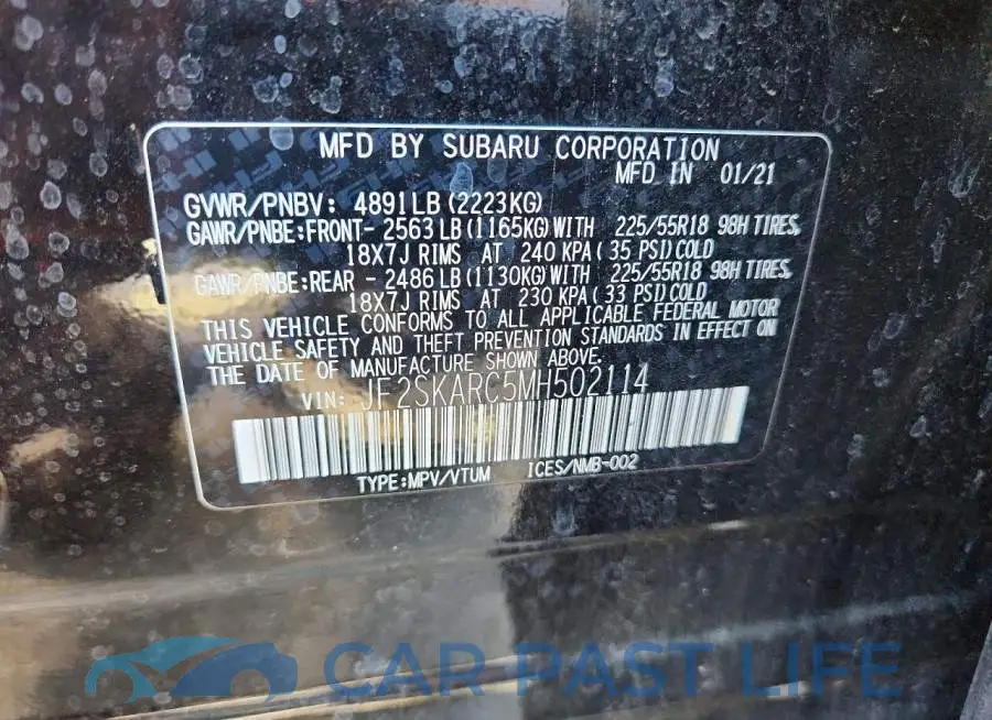 JF2SKARC5MH502114# 12