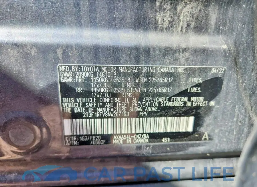 2T3F1RFV8NW267193# 13
