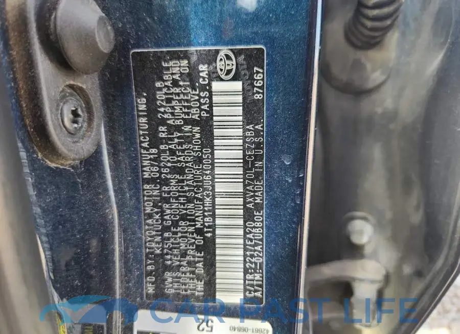 4T1B11HK3JU640050# 13