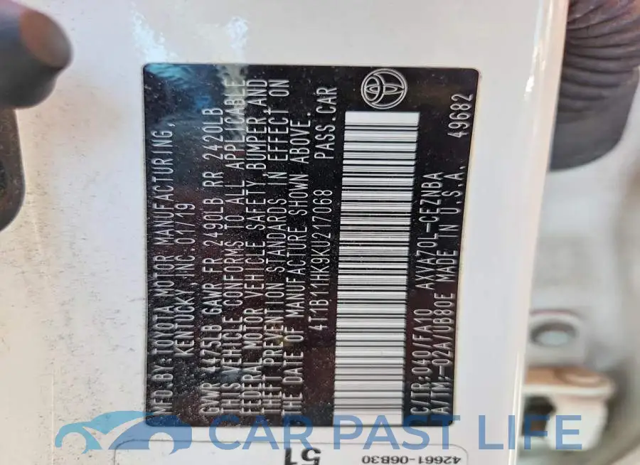 4T1B11HK9KU217068# 13
