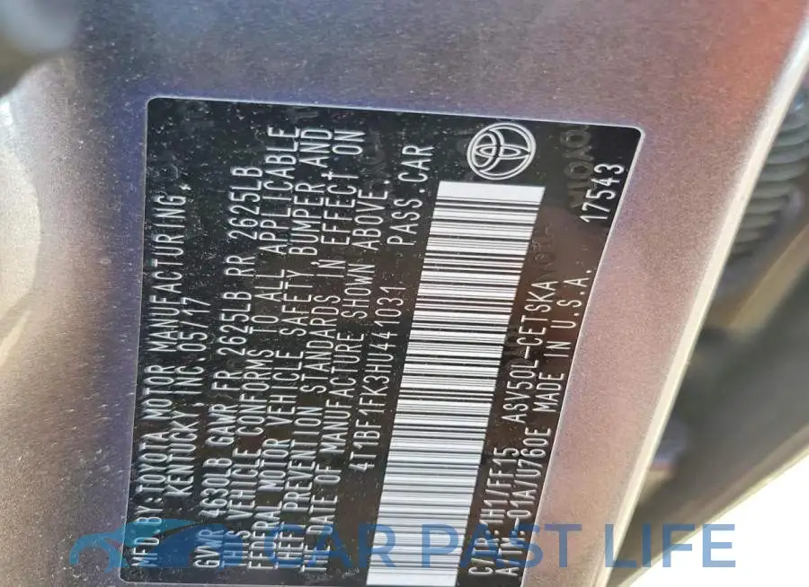 4T1BF1FK3HU441031# 12
