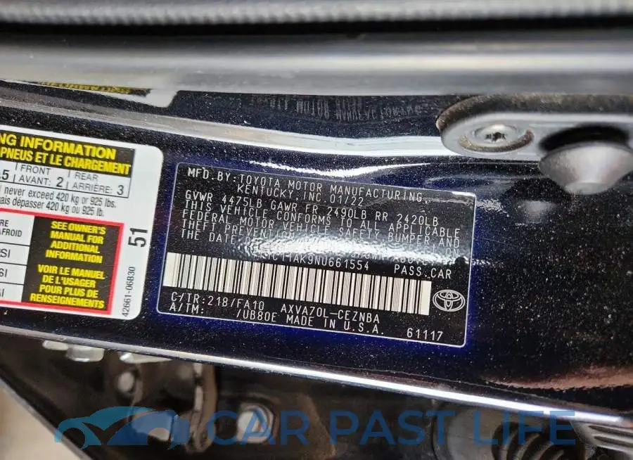 4T1C11AK9NU661554# 13