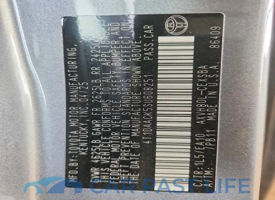4T1DAACK5SU608251# 13
