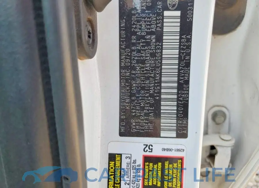 4T1G11AK6LU506832# 12