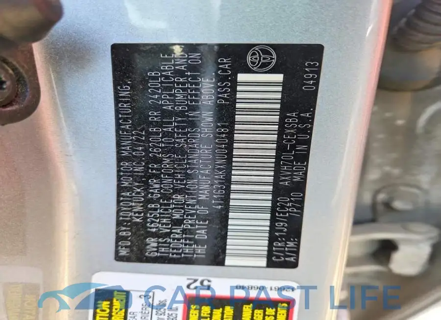 4T1G31AKXNU040481# 12