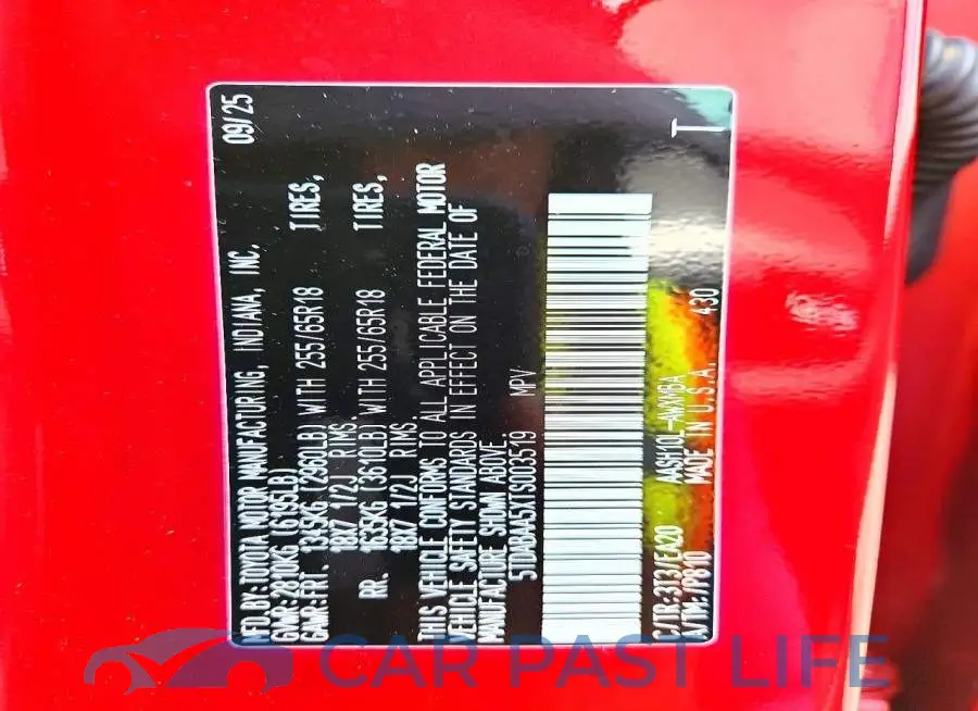 5TDABAA5XTS003519# 14