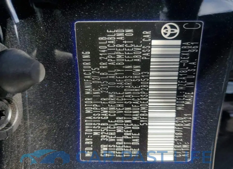 5YFB4MDE8SP280513# 13