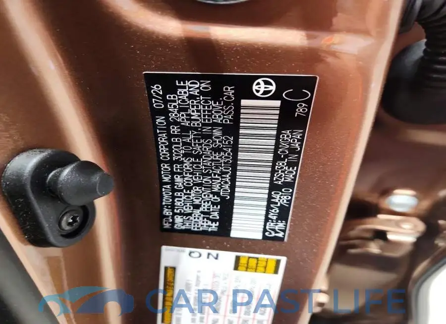 JTDACAAJ0T3054152# 12