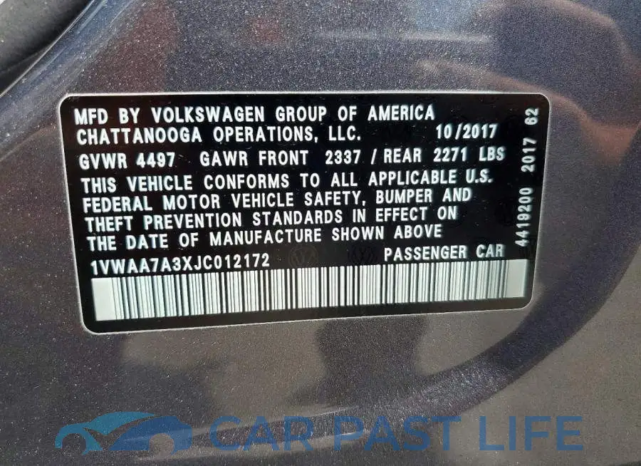 1VWAA7A3XJC012172# 12