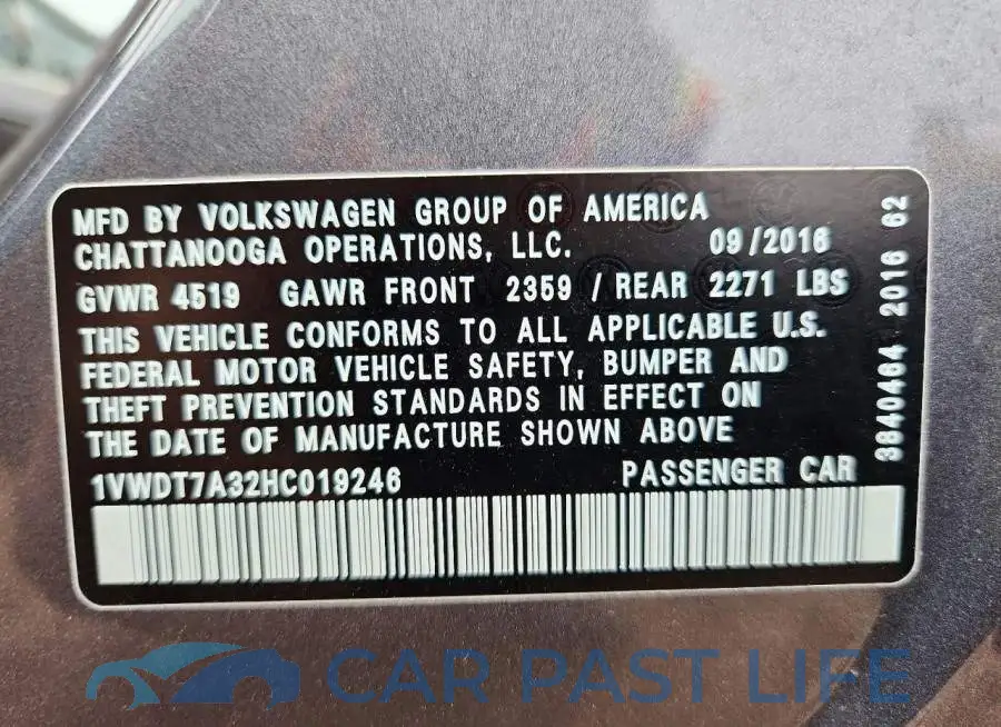 1VWDT7A32HC019246# 12