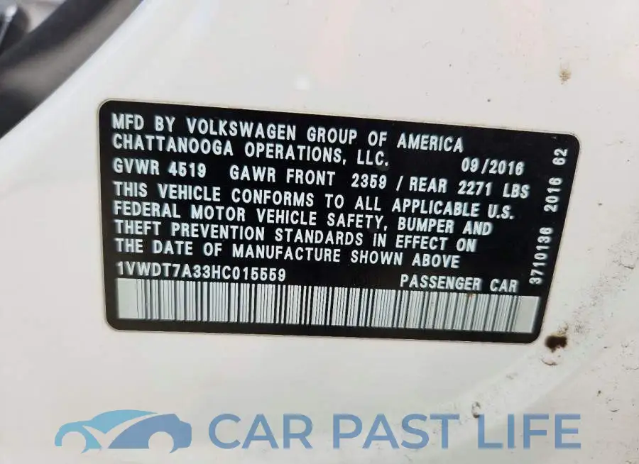 1VWDT7A33HC015559# 12