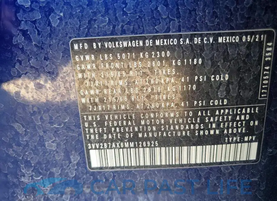 3VV2B7AX6MM126925# 13