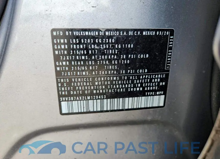 3VV3B7AX2LM129453# 13