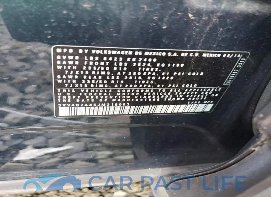 3VV4B7AX5JM218063# 12