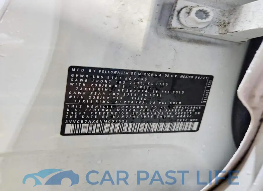 3VVCB7AX6NM007522# 13