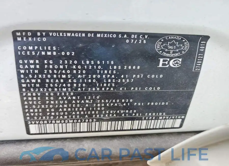 3VVGR7RM9SM047953# 14