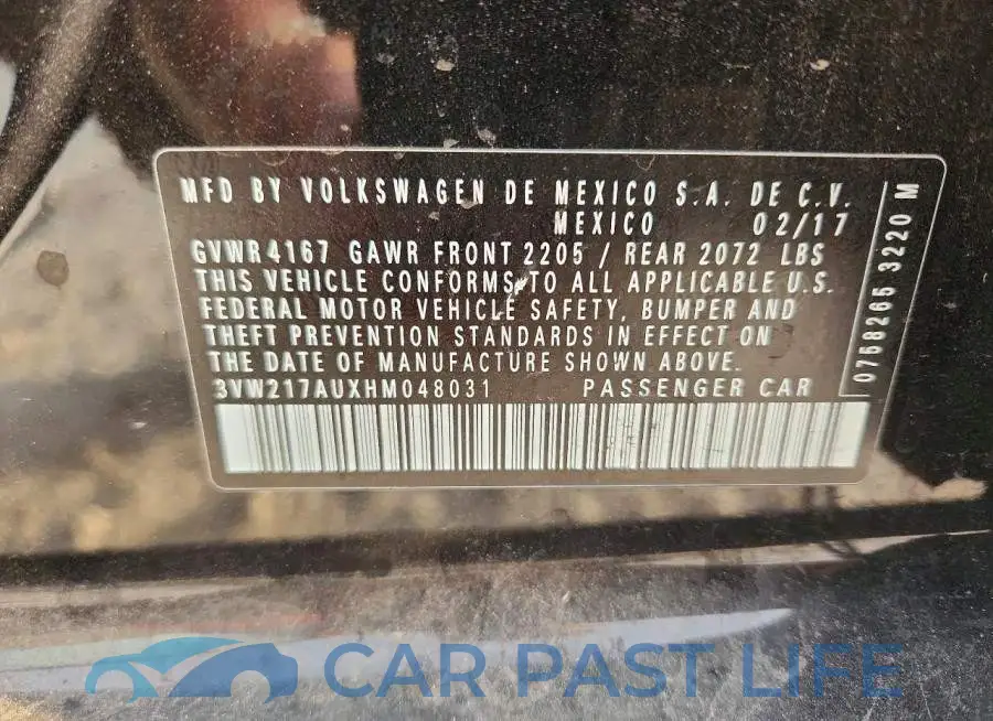 3VW217AUXHM048031# 12
