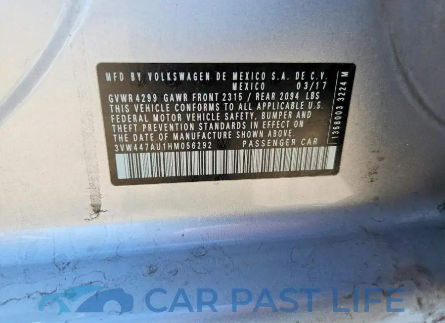 3VW447AU1HM056292# 13