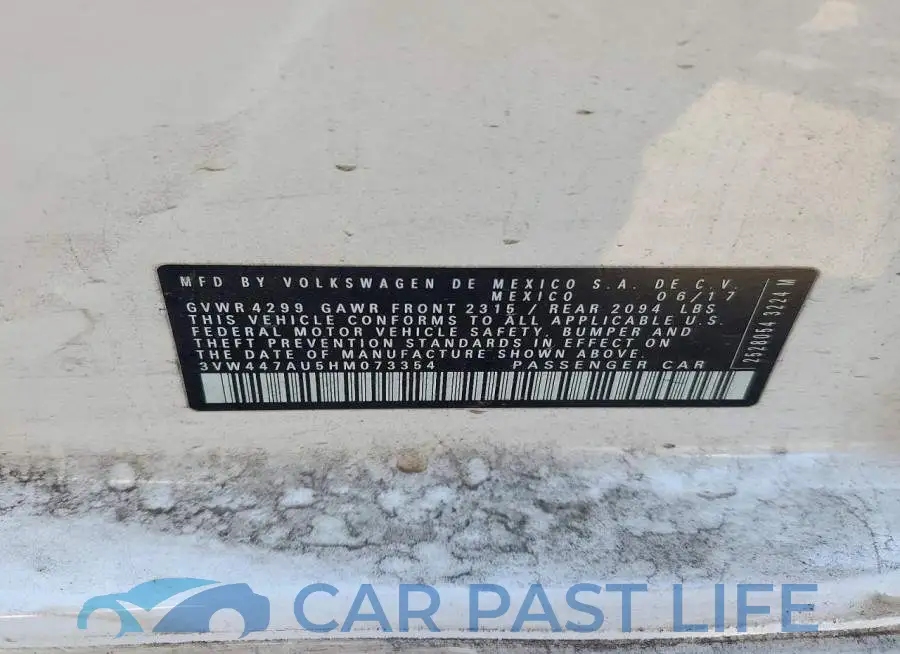 3VW447AU5HM073354# 12