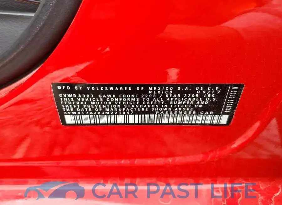 3VW4T7AJ8JM221947# 12